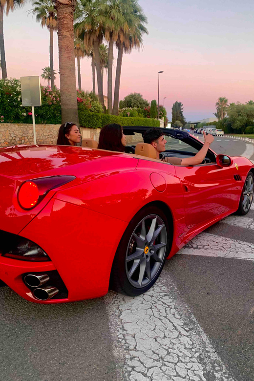 Cannes:private Ferrari Big Tour to Juan Les Pins and Antibes - Starting along Cannes’ luxury streets