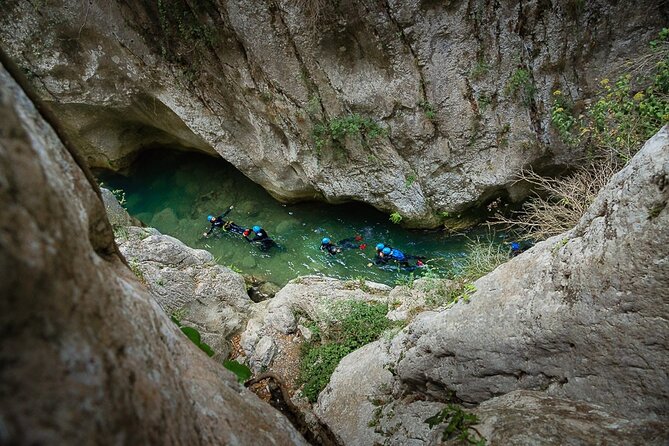 Canyoning descent of the Galamus Gorge - The 2-hour canyon section: turquoise pools, toboggans, and optional jumps