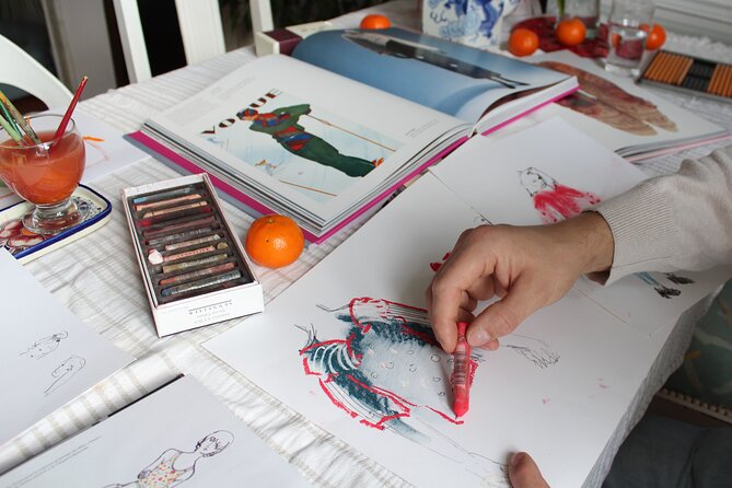 Fashion Design Workshop & Brunch on a Seine River Boat in Paris - Turning pencil sketches into watercolor designs