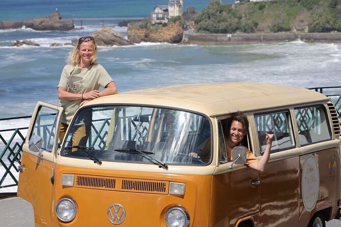 French Basque Country Coastline tour in a VW Combi - The Basque Corniche and the Belharra wave