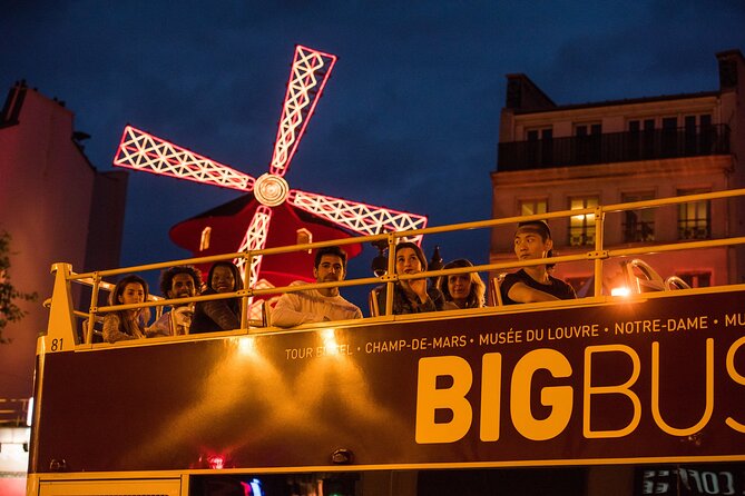 Paris Big Bus Open Top Panoramic Night Tour - The 2-hour night loop: Eiffel, Moulin Rouge, Louvre area, and more