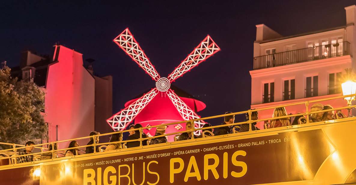 Paris: Big Bus Panoramic Night Tour by Open-Top Bus - Opera District Sparkle: Palais Garnier, Galeries Lafayette, and the Moulin Rouge Glow