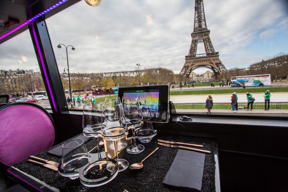 Paris: Champs Elysées Bus Toqué w/Lunch & Glass of Champagne - Lunch on the move: 4 courses, local seasonal flavors, and champagne