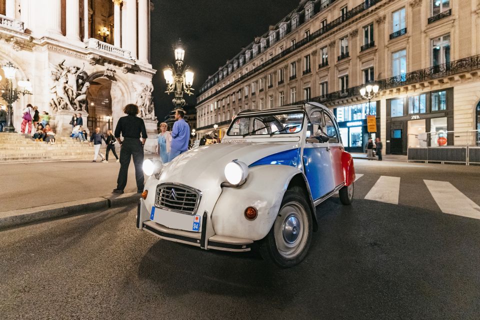 Paris: Discover Paris by Night in a Vintage Car with a Local - Champs-Élysées and Arc de Triomphe: Paris’s main boulevard, but calmer