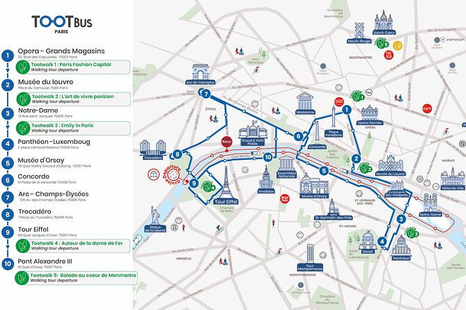 Paris Tootbus Discovery by Day and by Night Routes - Audio in English for adults and children: turn rides into learning time