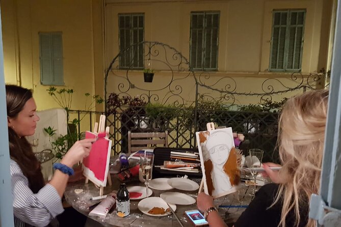 Private Painting Course - Materials, drinks, and the finished artwork
