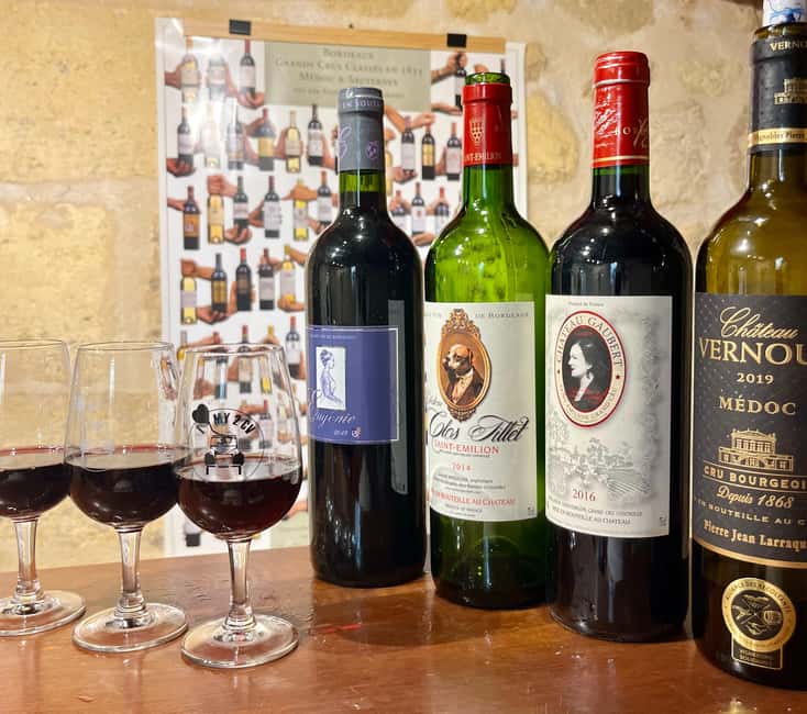 Workshop Bordeaux wine tasting: 4 reds & charcuterie pairing - The Wines: Single Grapes, Blends, Grand Cru, and Organic Estate Styles